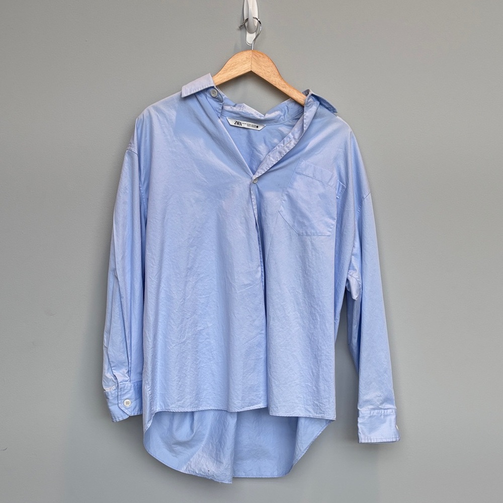 Zara Light Blue Women's Button Down Shirt